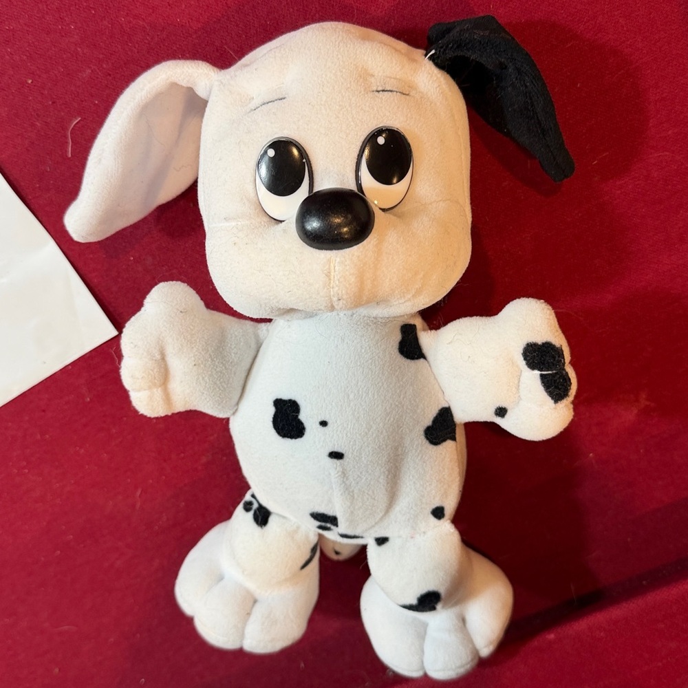 Pound Puppy plush dog black spots White dalmation 10” floppy ears vintage, logo